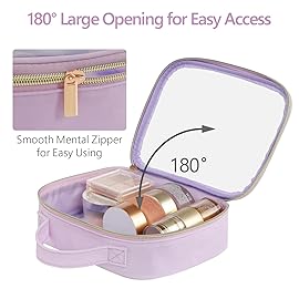 PACKISM Clear Makeup Bag 1 Large 1 Medium - 2 Pack TSA Approved Toiletry Bag with Handle and 180 Large Opening, Sturdy Clear Toiletry Bag Fit Carry-on, Travel Bags for Toiletries, Purple