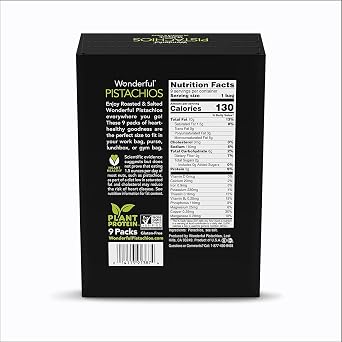 Wonderful Pistachios In Shell, Roasted & Salted Nuts, 1.5 Ounce Bag (Pack of 9), Protein Snacks, On-the-Go, Individually Wrapped Healthy Snacks for Adults