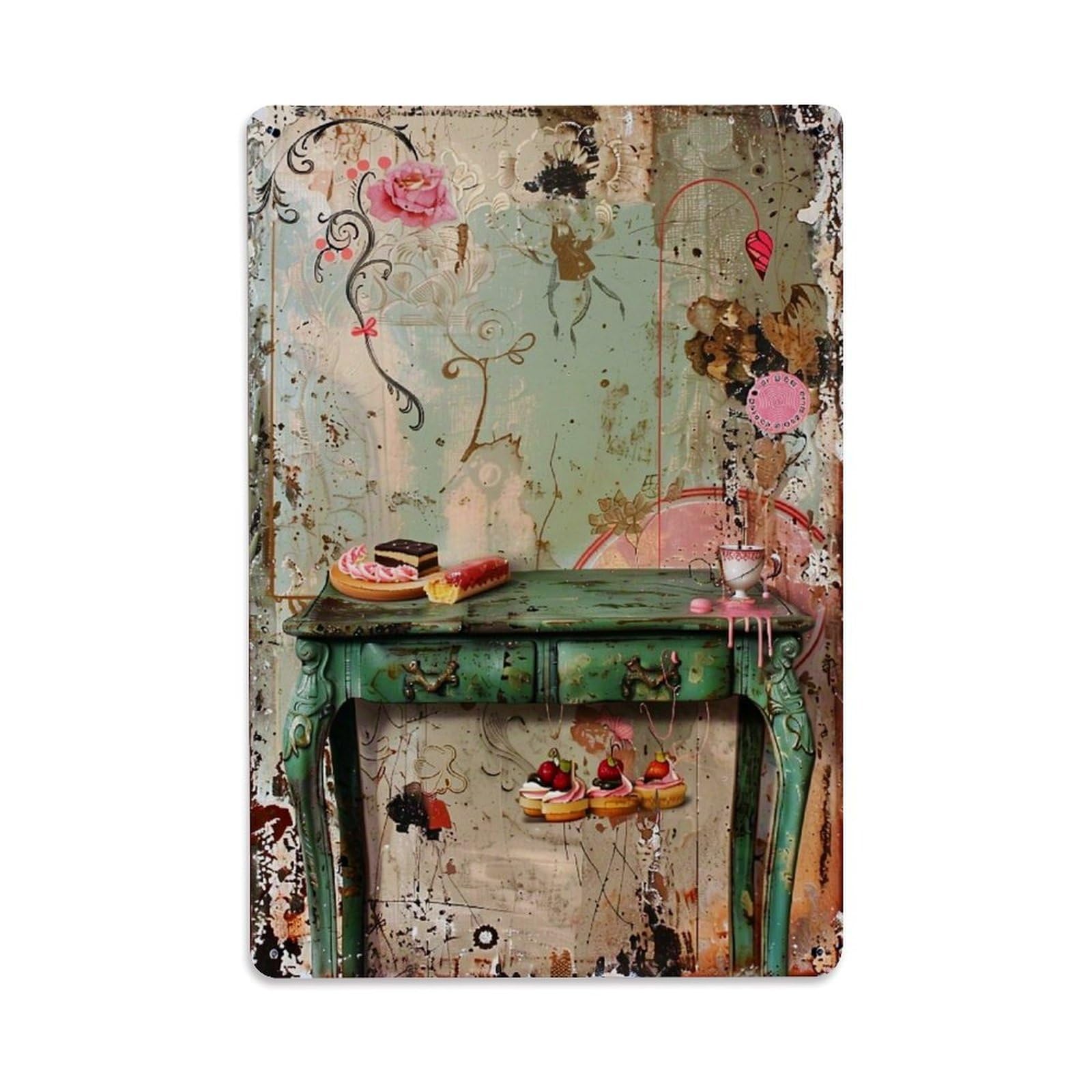 Jdfenggu Vintage Floral Whimsical Artistic Decay Retro Metal Tin Sign, Decor Art Poster For Bar, Home, Man Cave, Kitchen, Laundry Room Gift 8X12inch