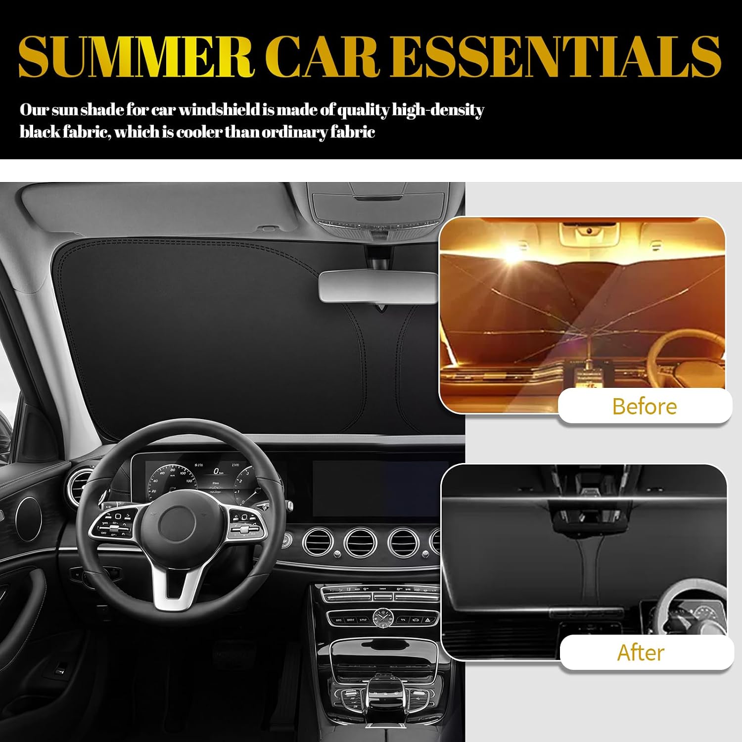 59×31 Inch Foldable Car Windshield Sun Shade,Thickened Car Sun Shade Windshield for Blocking Sunlight & Heat,Cars Windshields Cover Suns Shades with Storage Bag for Cars,SUVs