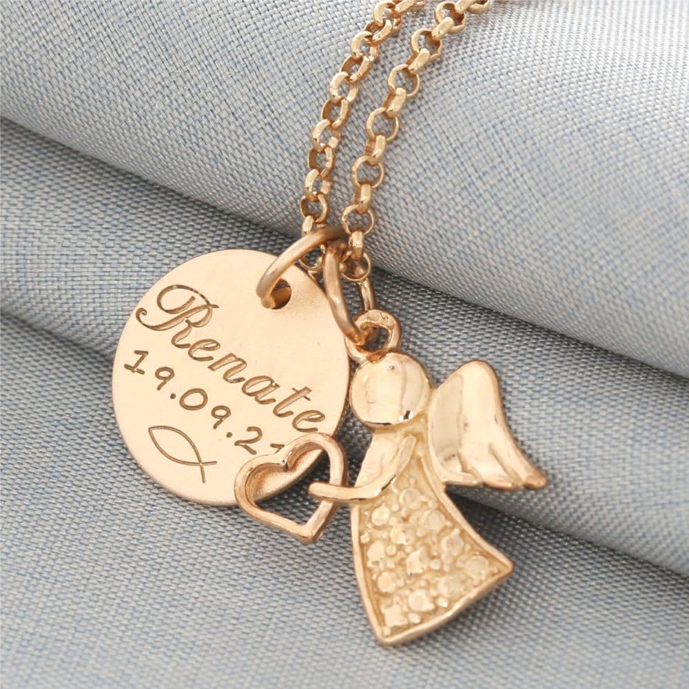 Taufkette Mädchen mit Gravur Namenskette Taufe Silber Taufschmuck Engel Taufgeschenk Geburt Kette Schutzengel Baby Heilige Taufe | HANDMADE IN GERMANY
