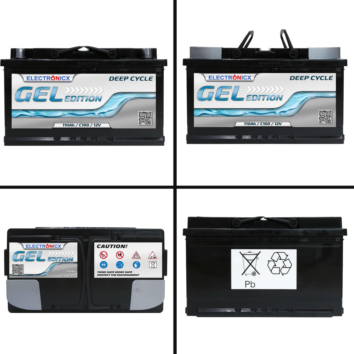 Electronicx GEL Akumulator zasilający 12V 110Ah – akumulator żelowy Deep Cycle 110Ah do kampera,łodzi i instalacji solarnych.Wymiary: 315×175×190 mm, napełniony i naładowany
