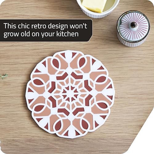 Miniatura 10 de Peleg Design TriveTile - Juego de salvamanteles para ollas y sartenes calientes, divertido y decorativo, salvamanteles de cocina antideslizantes