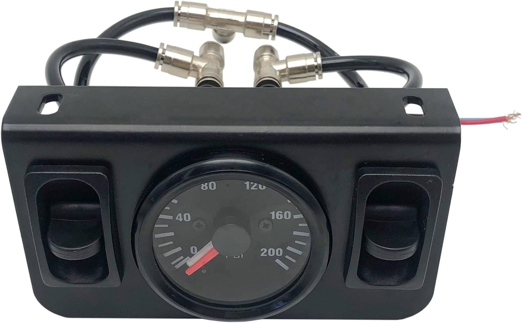 Panel Paddle Valve Switch Dual Needle Gauge with Air Fittings for Air Suspension Dual Air Gauge Controller
