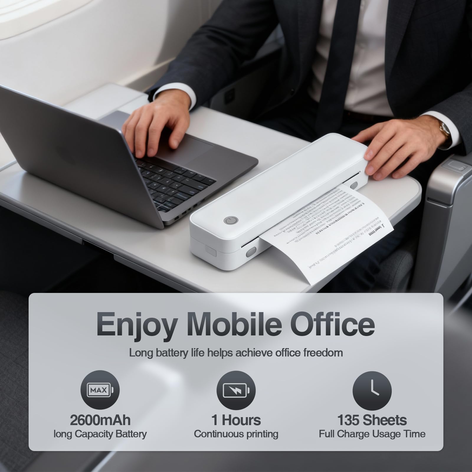 Bisofice D82 Impresora portátil A4 térmica compatible Android iOS