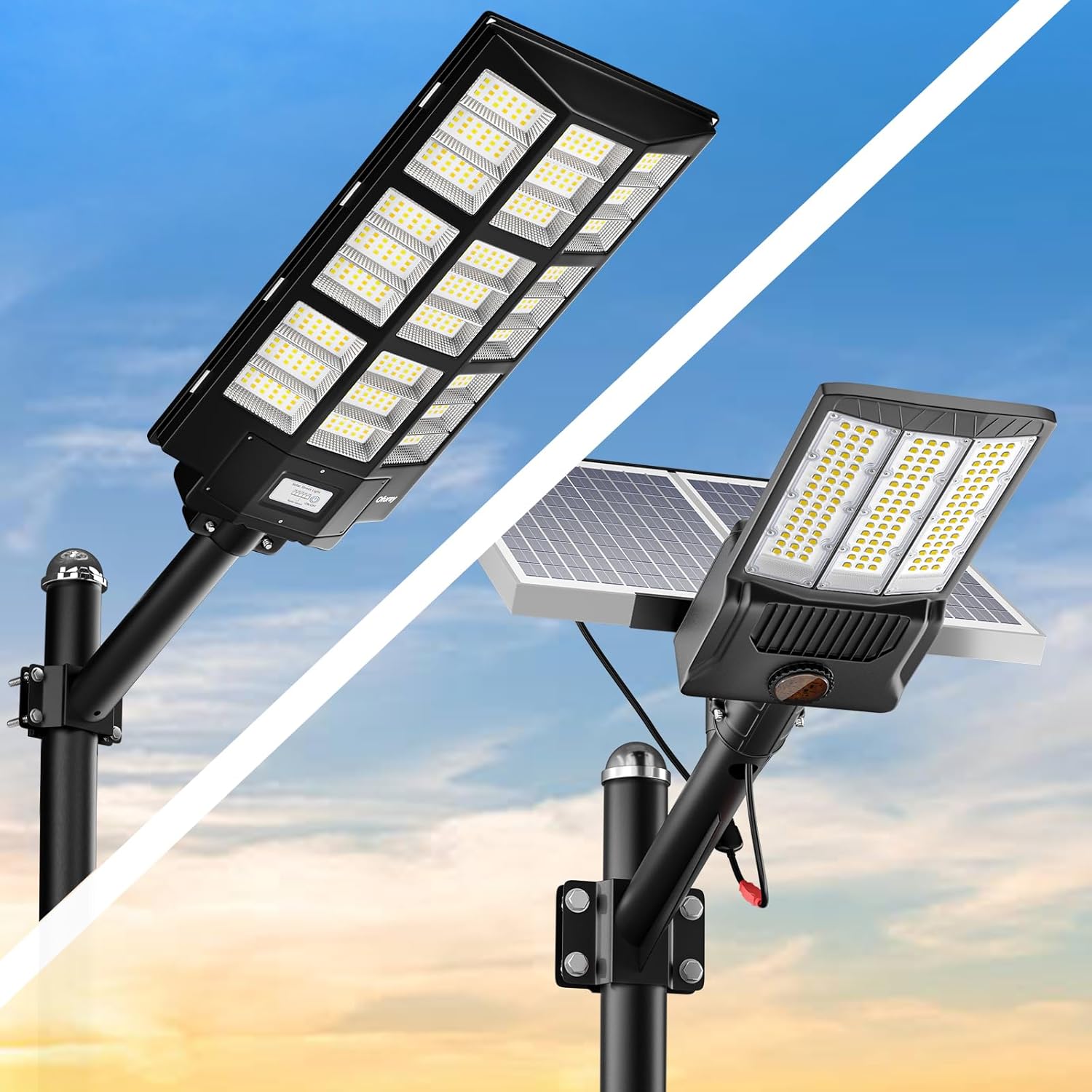 Ofuray Solar Street Light Outdoor Waterproof, Solar Parking Lot Lights Commercial Dusk to Dawn, 6500k IP67 Street Led with Remote Control for Street