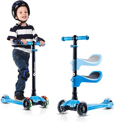 Miniatura 3 de LaScoota Patinete de 3 ruedas para niños 2 en 1, con luces LED