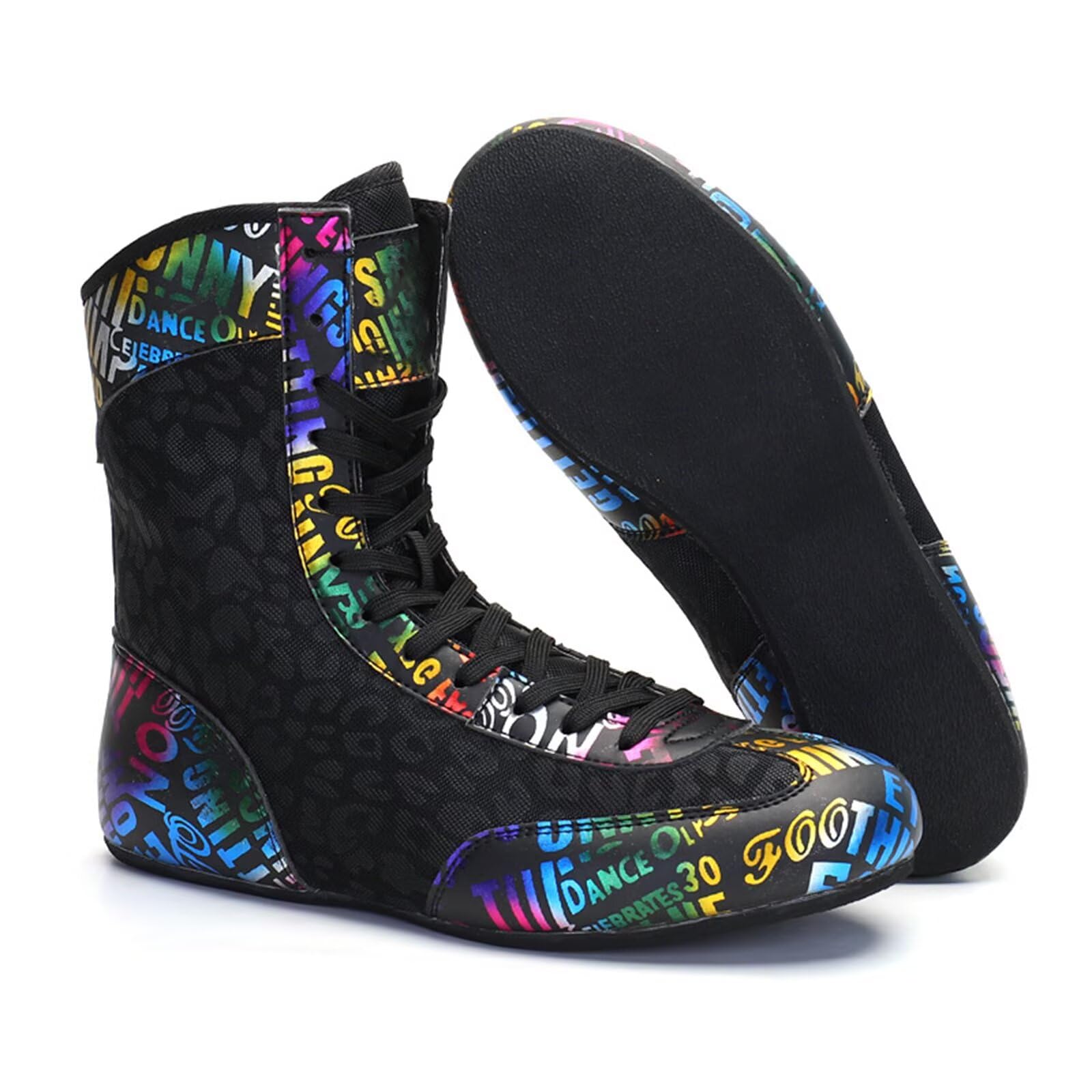 Zapatos de Lucha y Boxeo para niños - Zapatillas de Fitness para jóvenes, Zapatillas Altas Antideslizantes Culturismo, Kickboxing para Exteriores para Mujeres y Hombres