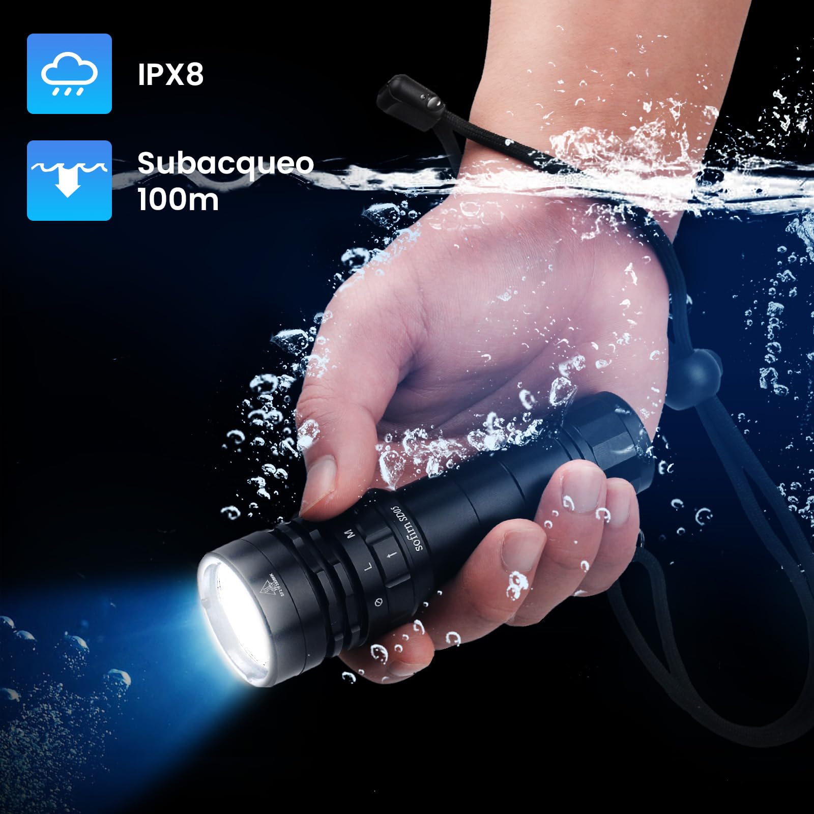 Sofirn SD05 Torcia Subacquea Led Lampada 3000 Lumen Super Luminoso con 21700 Interruttore Magnetico Impermeabile per 100 Metri Sott'acqua