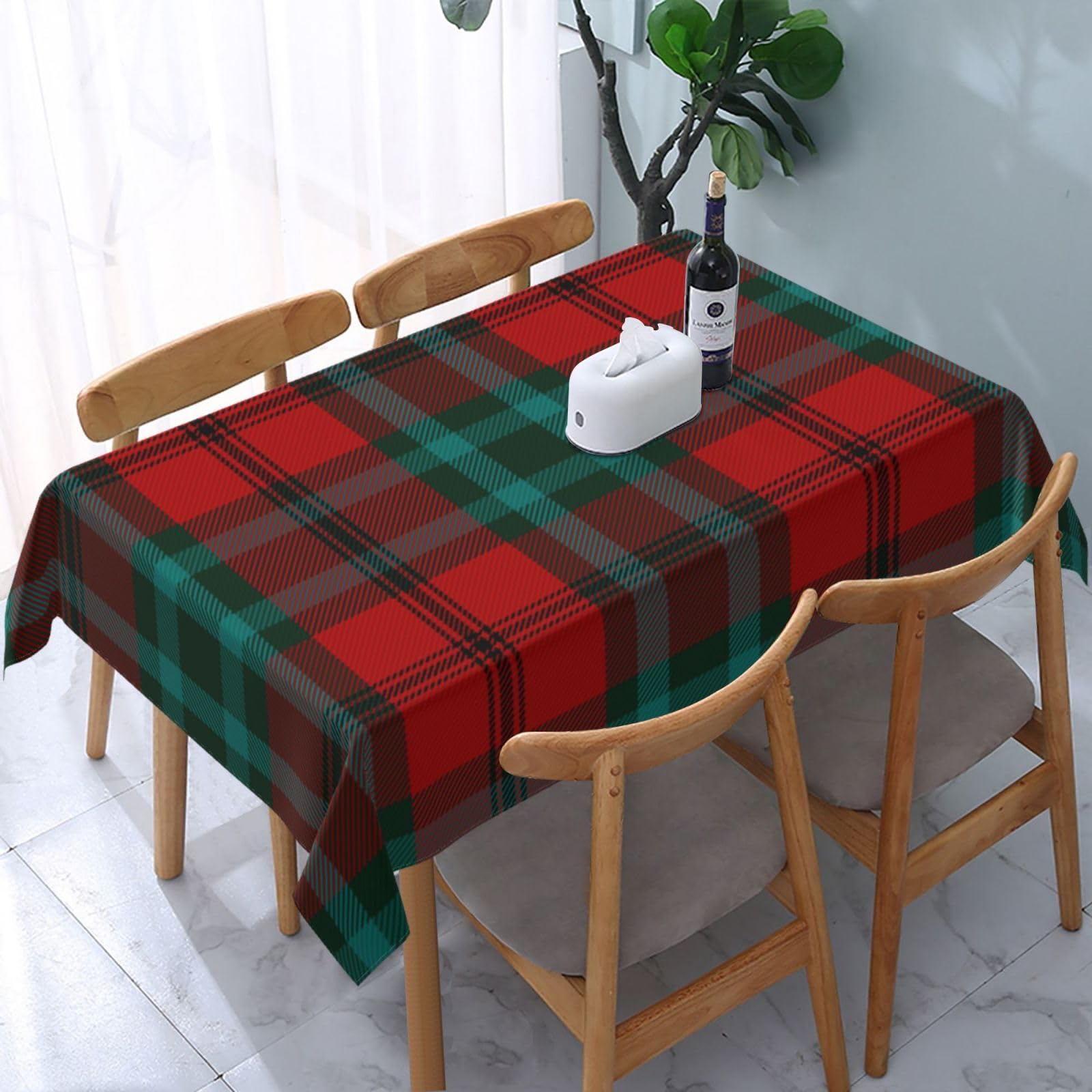 Fwjzdsp Cook Tartan Tablecloth Rectangle Polyester Fabric Table Cloth, Water Resistant & Wrinkle Free Table Cover For Kitchen And Dining Room Tabletop 54"X72" (4-6 Seats)
