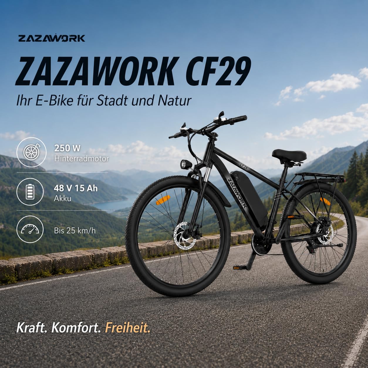 TIGUOWISH C29pro Vélo Électrique Adulte,Batterie Amovible 48V15/18.6Ah,Moteur Tout-Terrain,VTT 21 Vitesses,Frein à Disque hydraulique,Écran LCD Intelligent