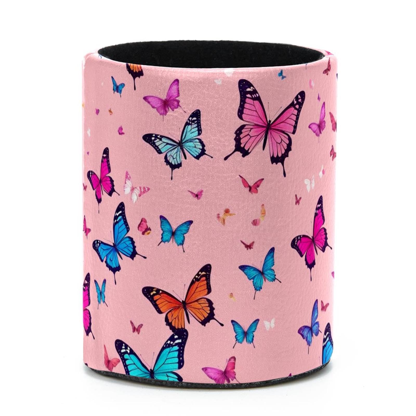 VAPOKF Round Pencil Holders for Desk, Aesthetic Butterfly Pen Holders Pen Pot Makeup Brushes Storage Desktop Stationery Supplies Organiser for Home Office