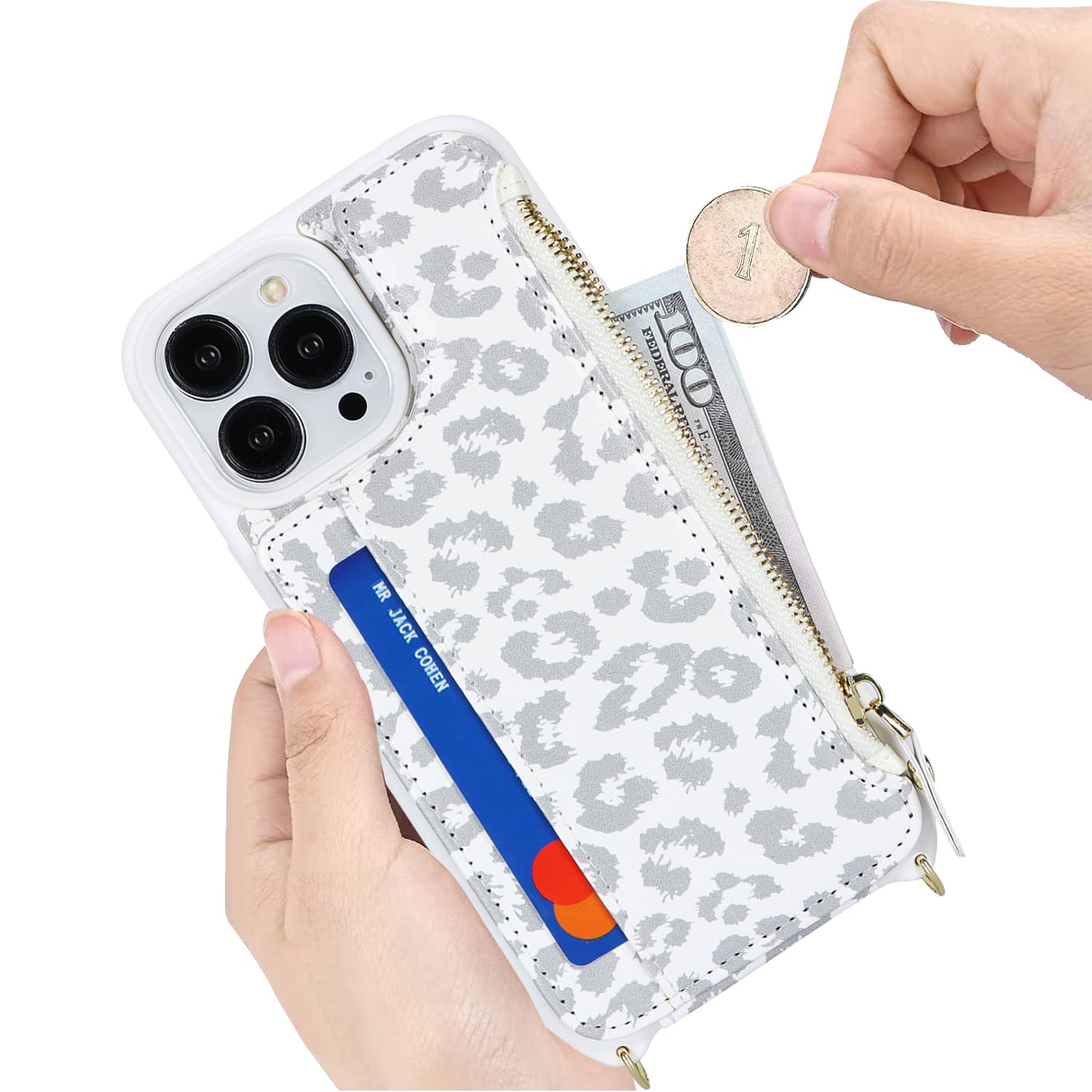 SailorTech for iPhone 14 Pro Max Phone Case with Credit Card Holder for Women iPhone 14 Pro Max Leather Case Wallet Crossbody with Credit Card Slots Zipper Shockproof Case for Men - Image 4