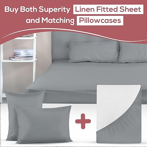 Miniatura 9 de Superity Linen Juego de 2 fundas de almohada de algodón suave y transpirable con cierre de sobre. Las fundas de almohada son de 20 x 26. Protege la