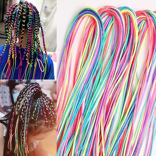 Miniatura 6 de Juego de 50 trenzas de pelo surtidas con colores degradados, trenzados, para trenzas de cola de caballo, mujeres y niñas, accesorios de peinado