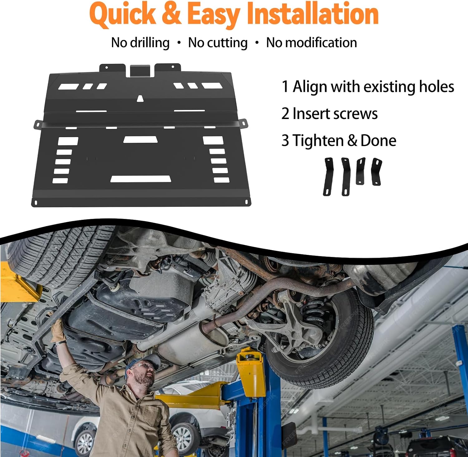 ML3Z-7222-D Engine Splash Shield Under Diaper for 2015-2024 Ford F150 (Gasoline Only, Excludes Raptor/3.0L Diesel) - Heavy Duty Upgraded Manganese Steel Underbody Shield