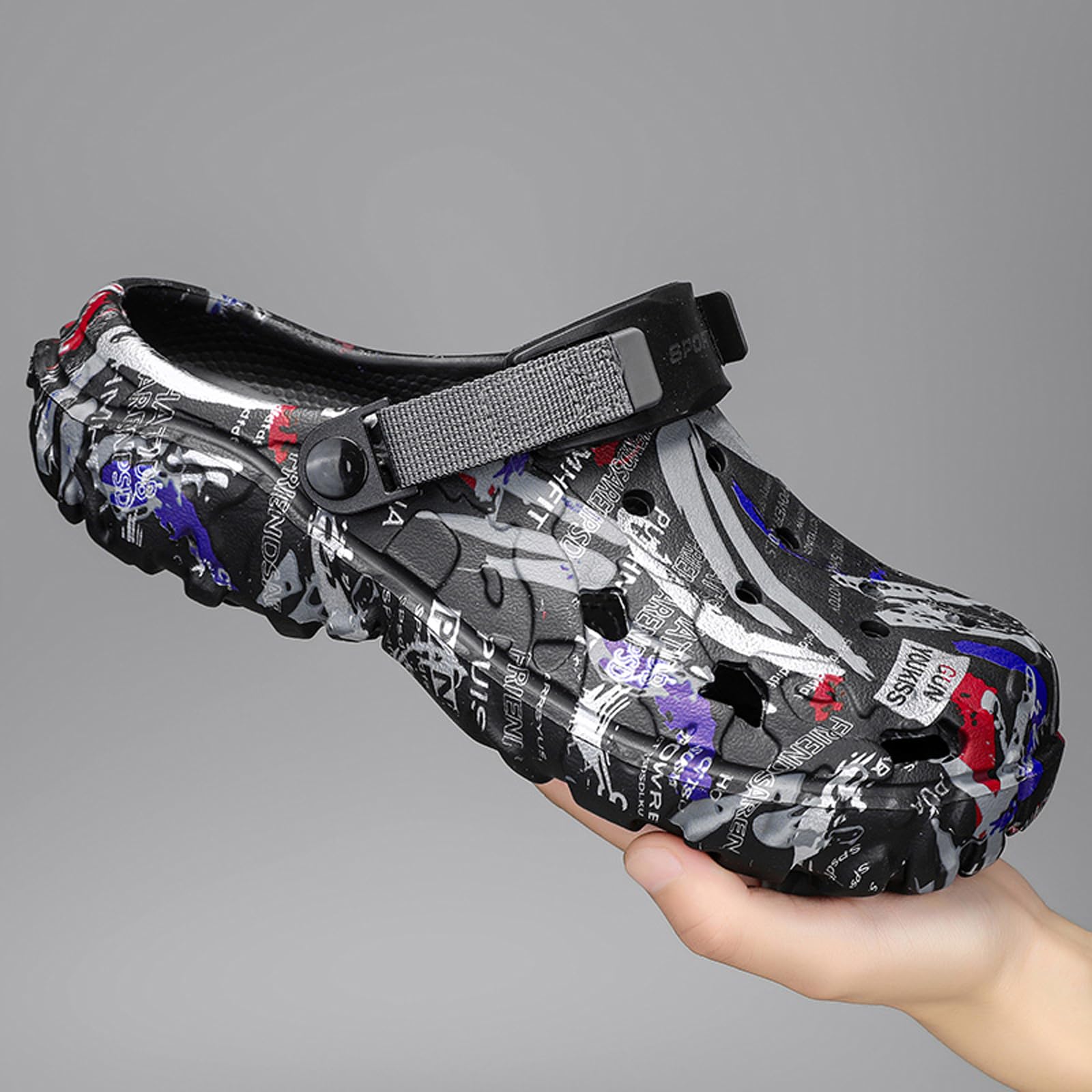 CERYTHRINA Sabots de Jardinage Homme Camouflage à Motif - été Réglable Confortable pour Clogs - Chaussures de Jardin Pantoufles Antidérapant - Caoutchouc Chaussons Aquatiques Confortable pour Jardin
