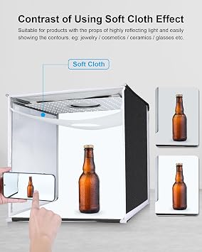 PULUZ Portable Light Box, 16x16 Professional Dimmable Photo Box Photography with High CRI 144 LED Lights, Upgraded Lightbox with 6 Backdrops for Product Photography
