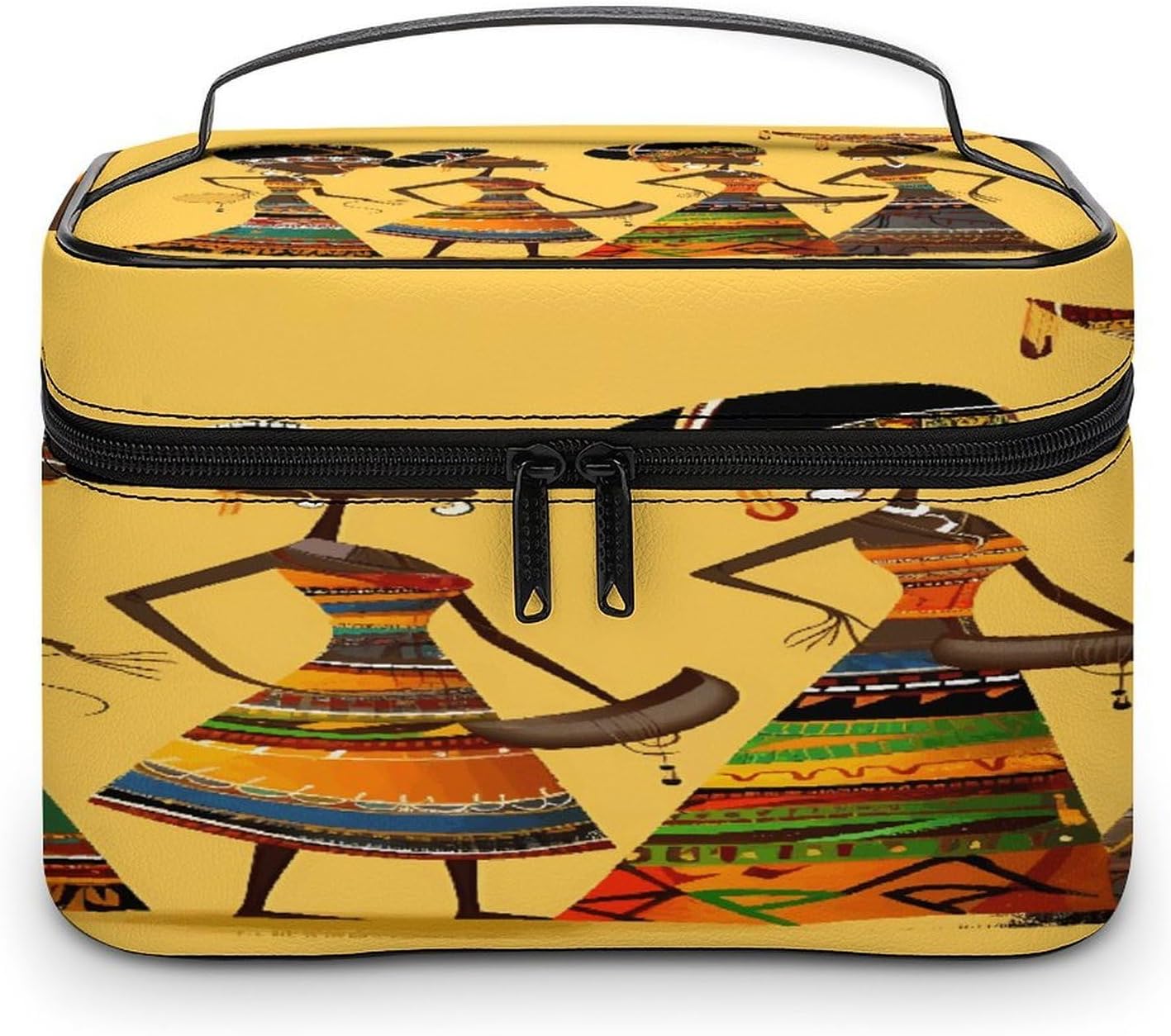 Creative African Culture Toiletry Bag for Women Men Shaving Bag with Zipper Easy to Clean Portable Bathroom Shower Bags Large Waterproof Cosmetic Bags Leather Travel Makeup Pouch