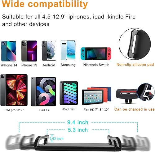 Miniatura 6 de Soporte de suelo para tablet con base de doble peso, soporte para teléfono de cama superior ajustable en altura  brazo elástico soporte para