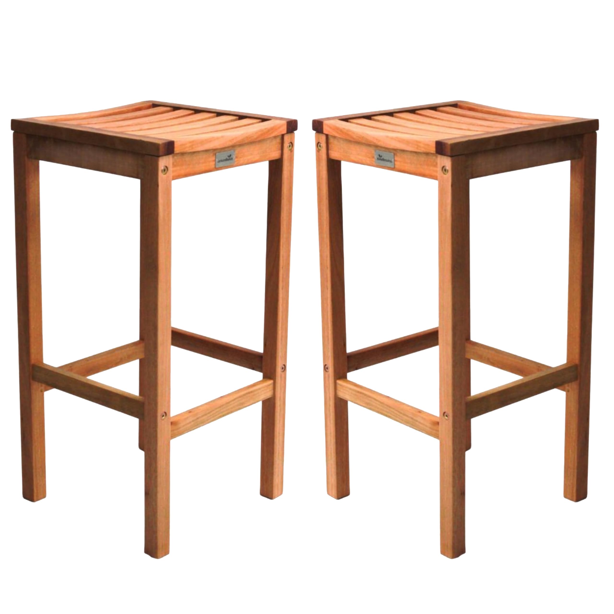 Tabourets hauts carrés en bois Melton lot de 2 avec une élégante finition transparente