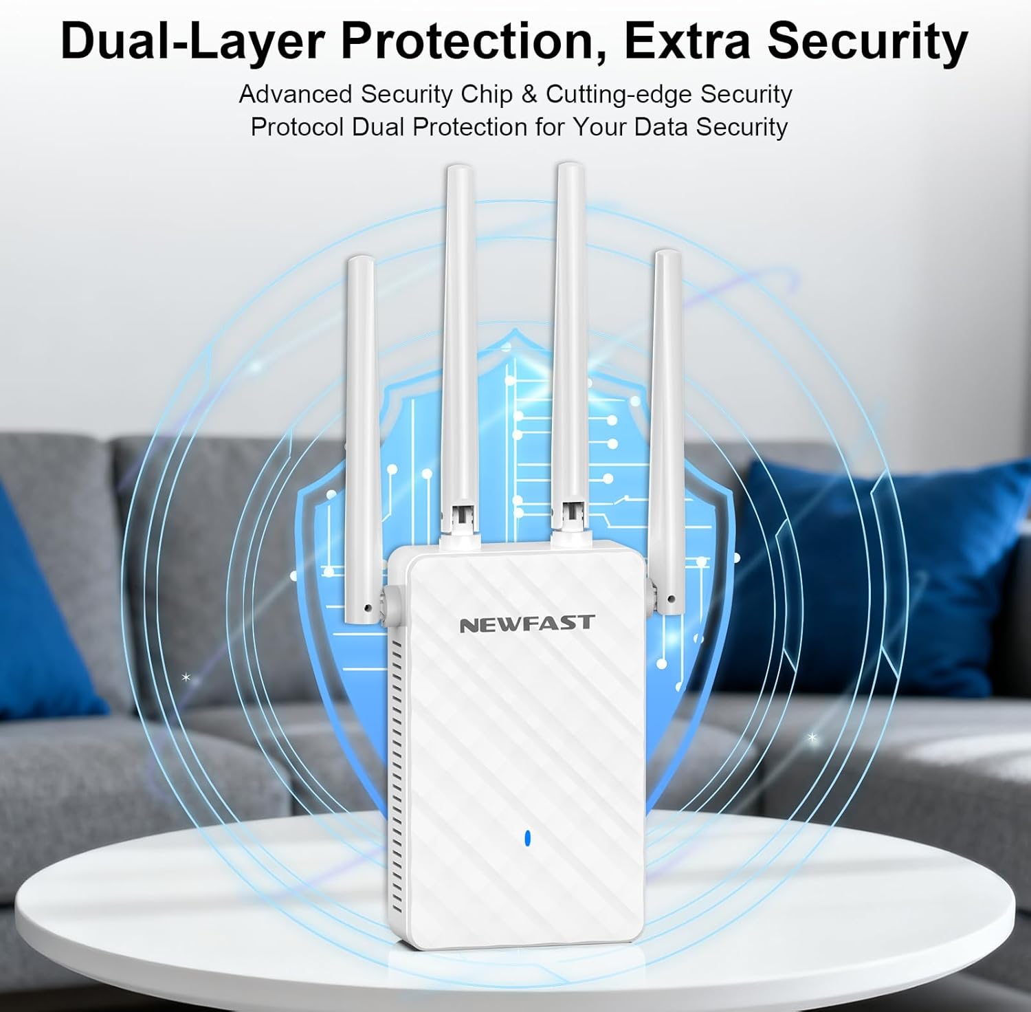 NEWFAST 2026 WiFi Extenders Signal Booster RE516,WiFi Range Extender,Wireless Repeater for Home Covers Up to 9,800 Sq.ft and Support 35 Devices,Support WPS One Key Setup
