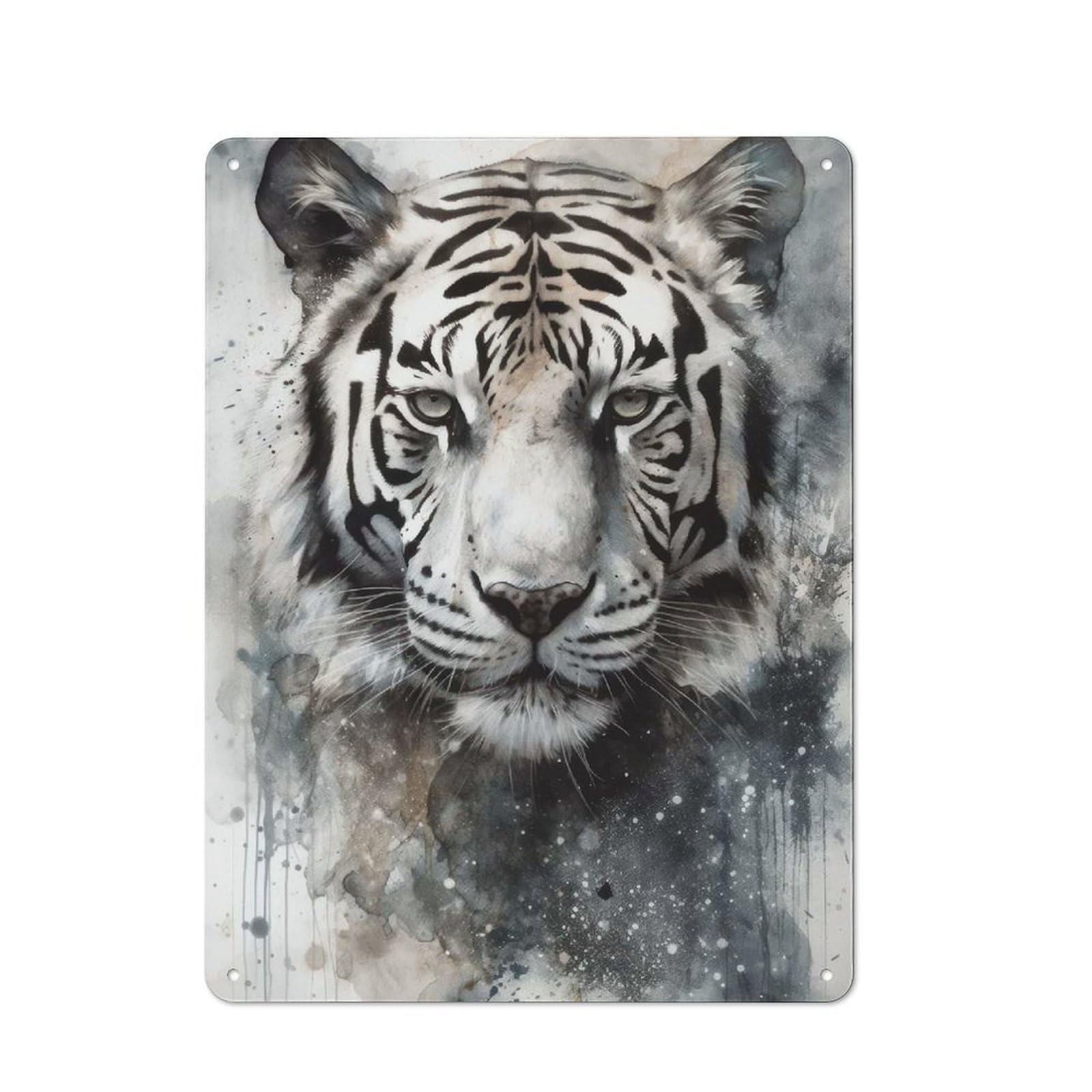 Junmoney Tiger Beauty Black Ink Rustic Tin Wall Sign 40X30cm Featuring Bistro Wall Plaque For Restaurant, Kitchen, Counter Or Breakfast Nook