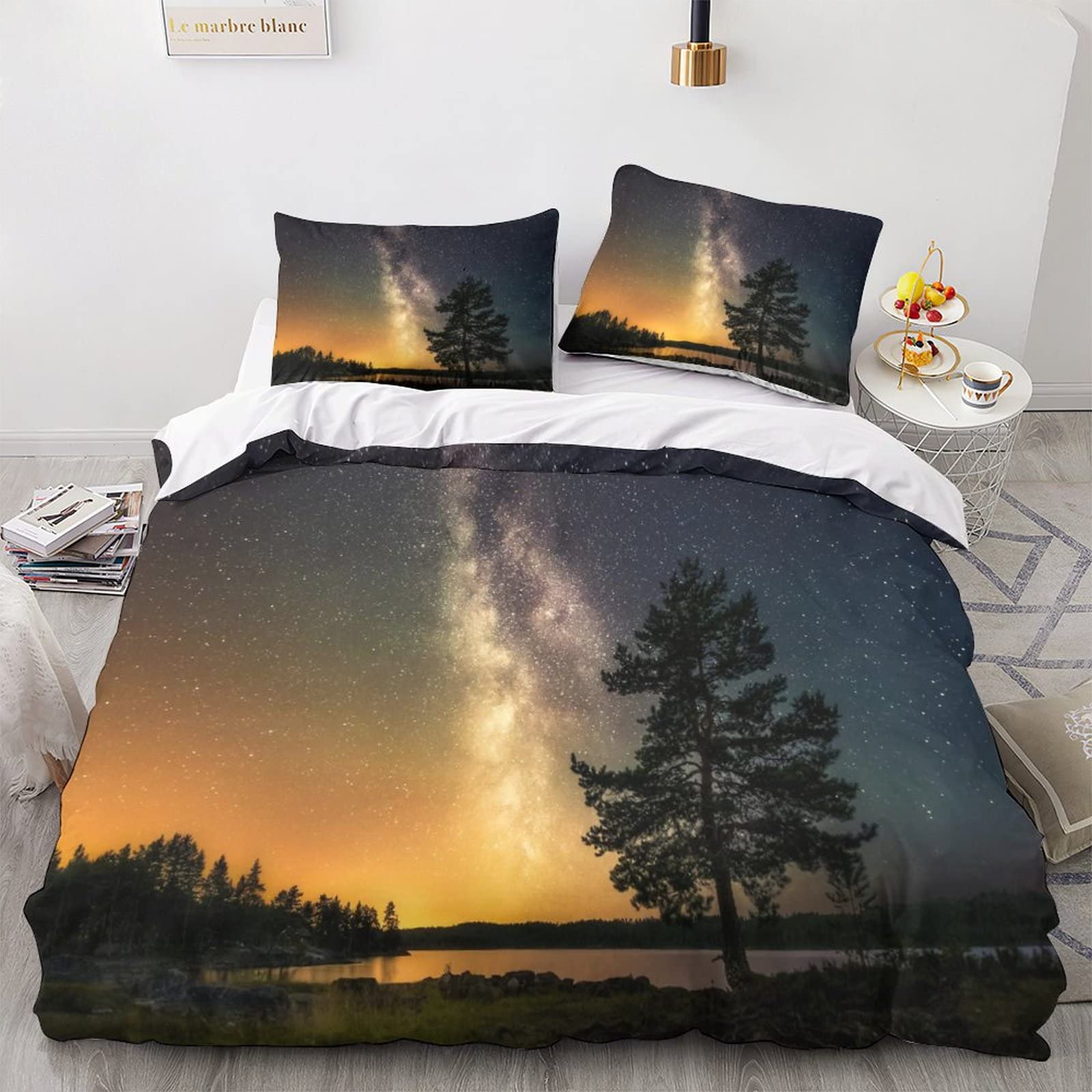 Housse de couette Milky Way galaxy 200x200cm : facilitez votre litage grâce au zip double intégré