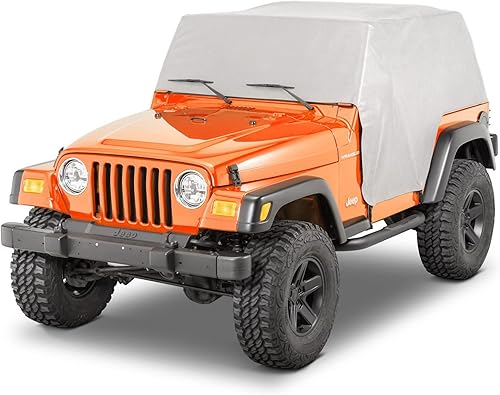 TACTIK Cubierta de cabina multicapa con solapas de puerta, se adapta a Jeep Wrangler YJ y TJ 1992-2006 - Incluye práctica bolsa de almacenamiento -