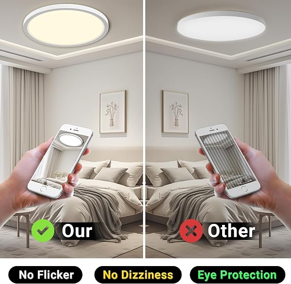 LQWELL® Deckenleuchte LED Deckenlampe, IP44 Wasserfest Badlampe Rund Flach 18W 4000K 1980LM Modern Schlicht Lampe Dünn für Wohnzimmer Badezimmer Schlafzimmer Küche Balkon Keller Büro, 220 * 24mm - 5