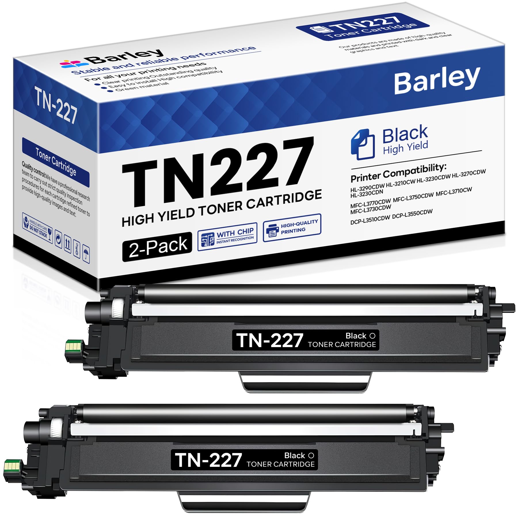 TN227 TN227BK High Yield Toner Cartridge Compatible TN227 TN-227 Black Toner Cartridge Replacement for Brother TN227 TN-227BK MFC-L3770CDW HL-3290CDW