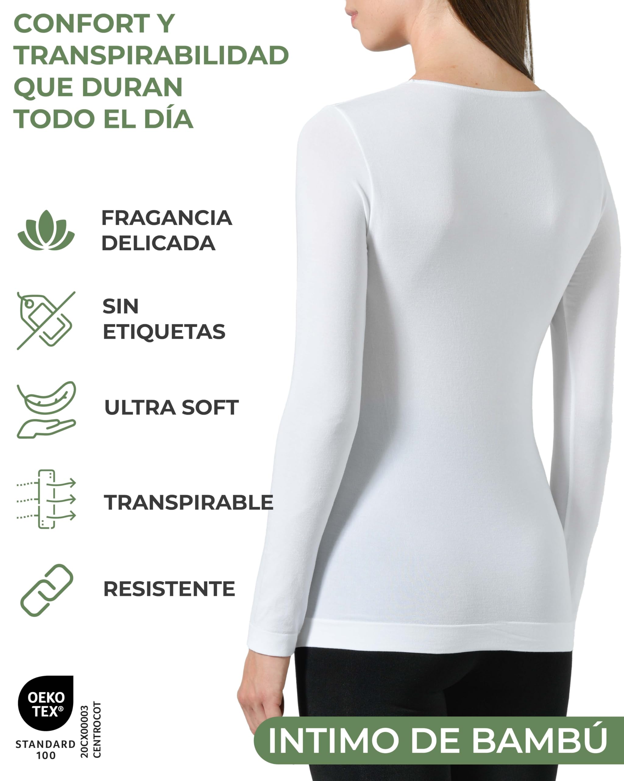 Risalti Camiseta de mujer de viscosa de bambú – Chaqueta de mujer de manga larga elástica, transpirable y suave, ropa interior sin costuras para pieles sensibles – Fabricado en Italia
