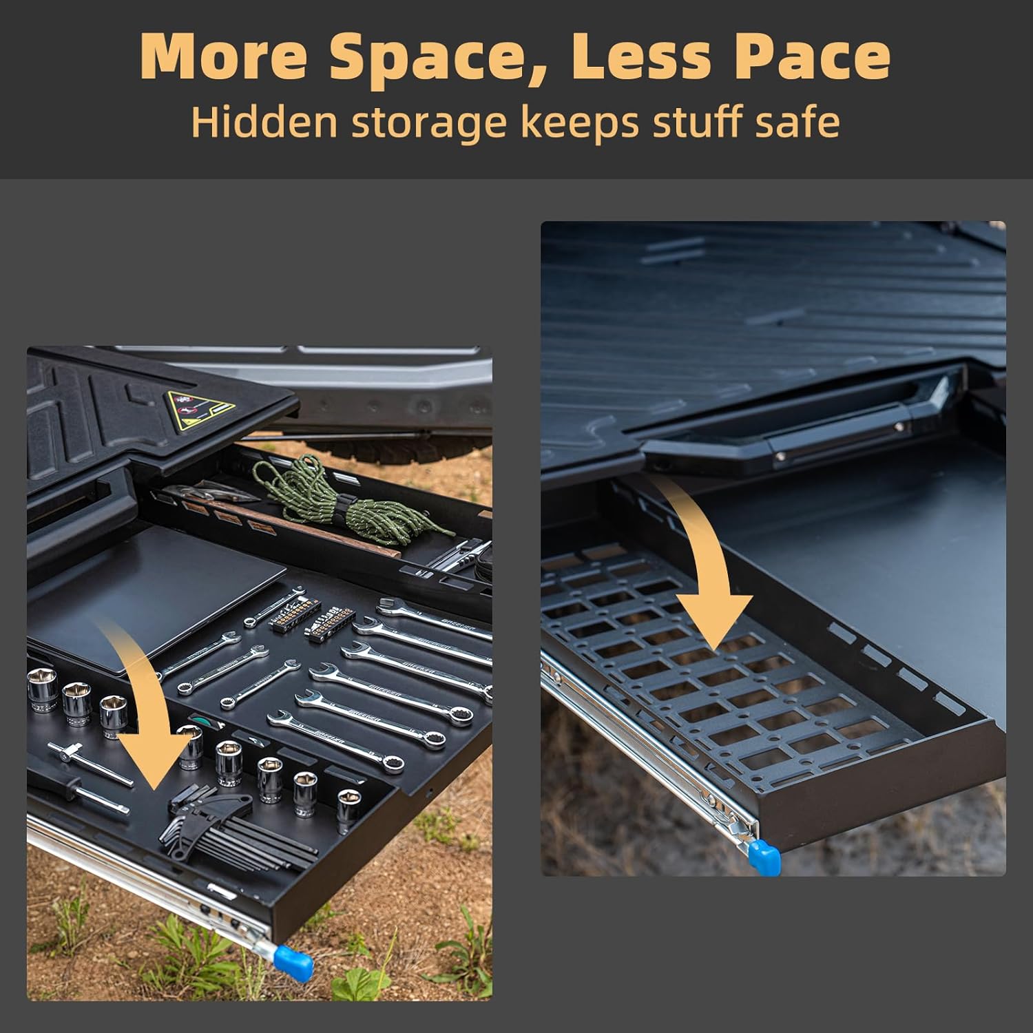 Slide Out Tailgate Fit for Ford Bronco 2021-2025 4-Door Double Extend Trunk Table Pull Out Cargo Shelf Bronco Accessories Cargo Organization