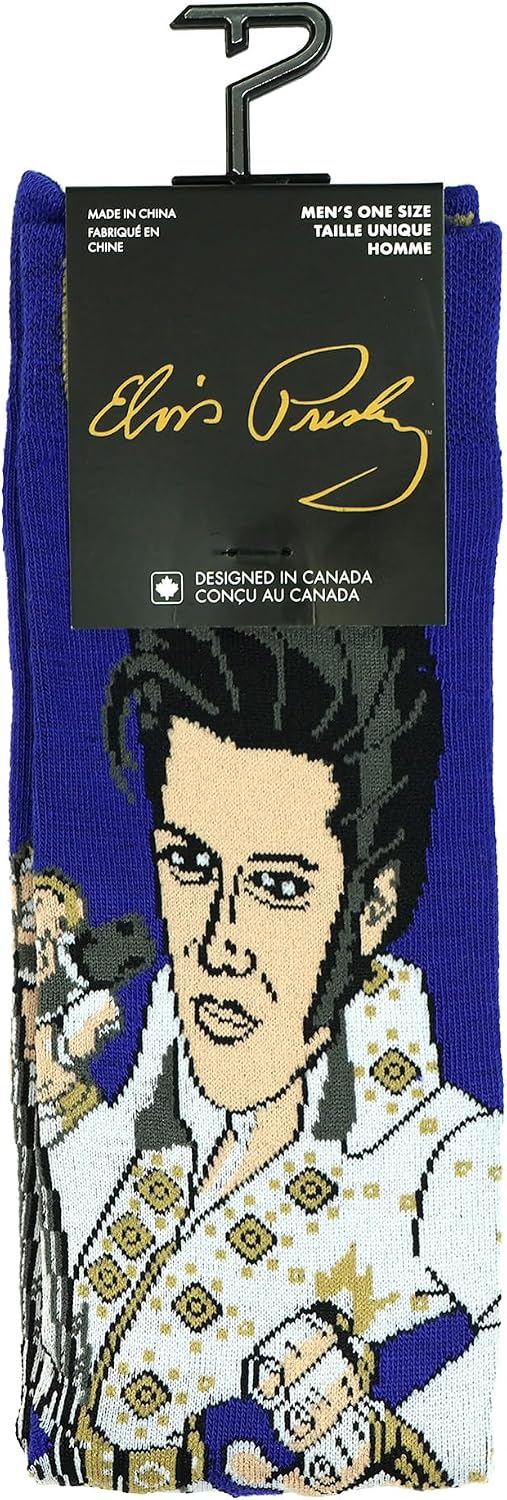 Elvis Presley King of Rock and Roll Men's Mid-Calf Crew Socks, 1 Pair