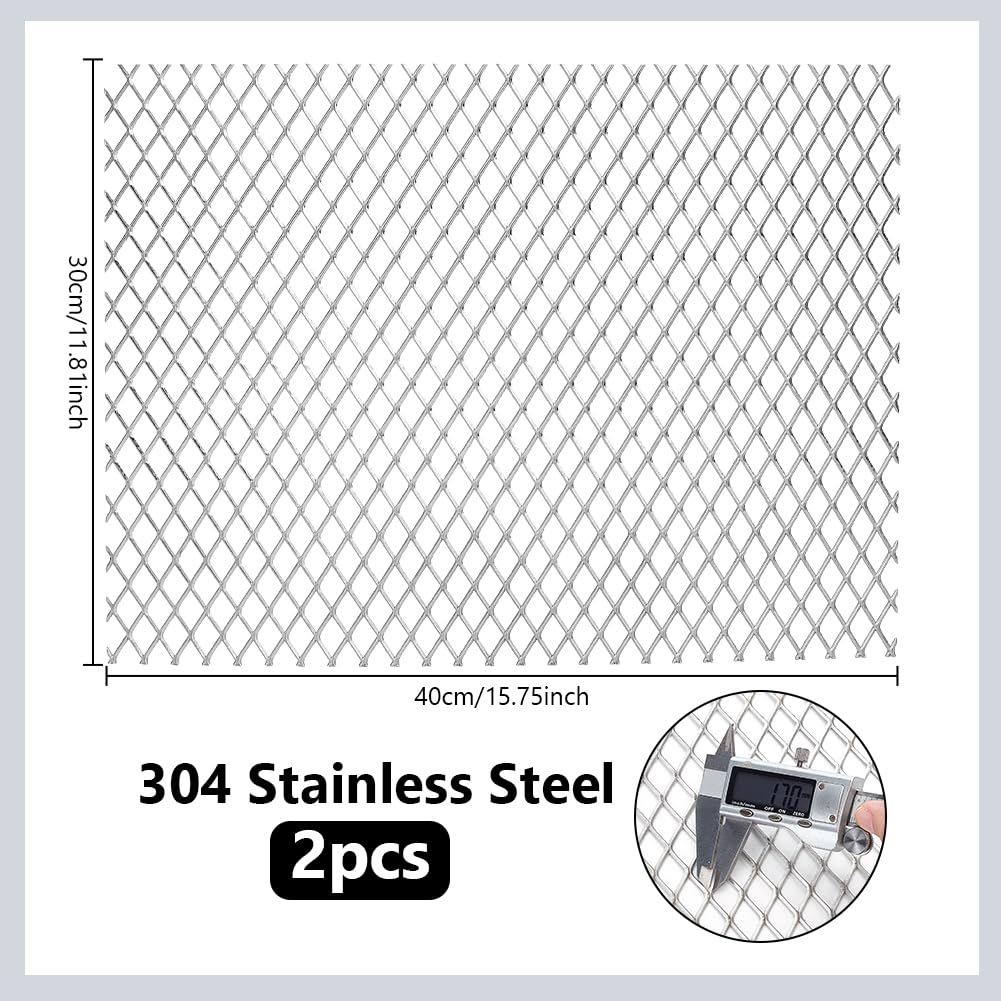 PH PandaHall 2 Tôles Métalliques Expansées, 40x30cm Grille Métallique en Acier Inoxydable 304 Grille de Protection pour Conduit pour Projets DIY, Grillage Anti-Rongeurs et Écran pour Animaux