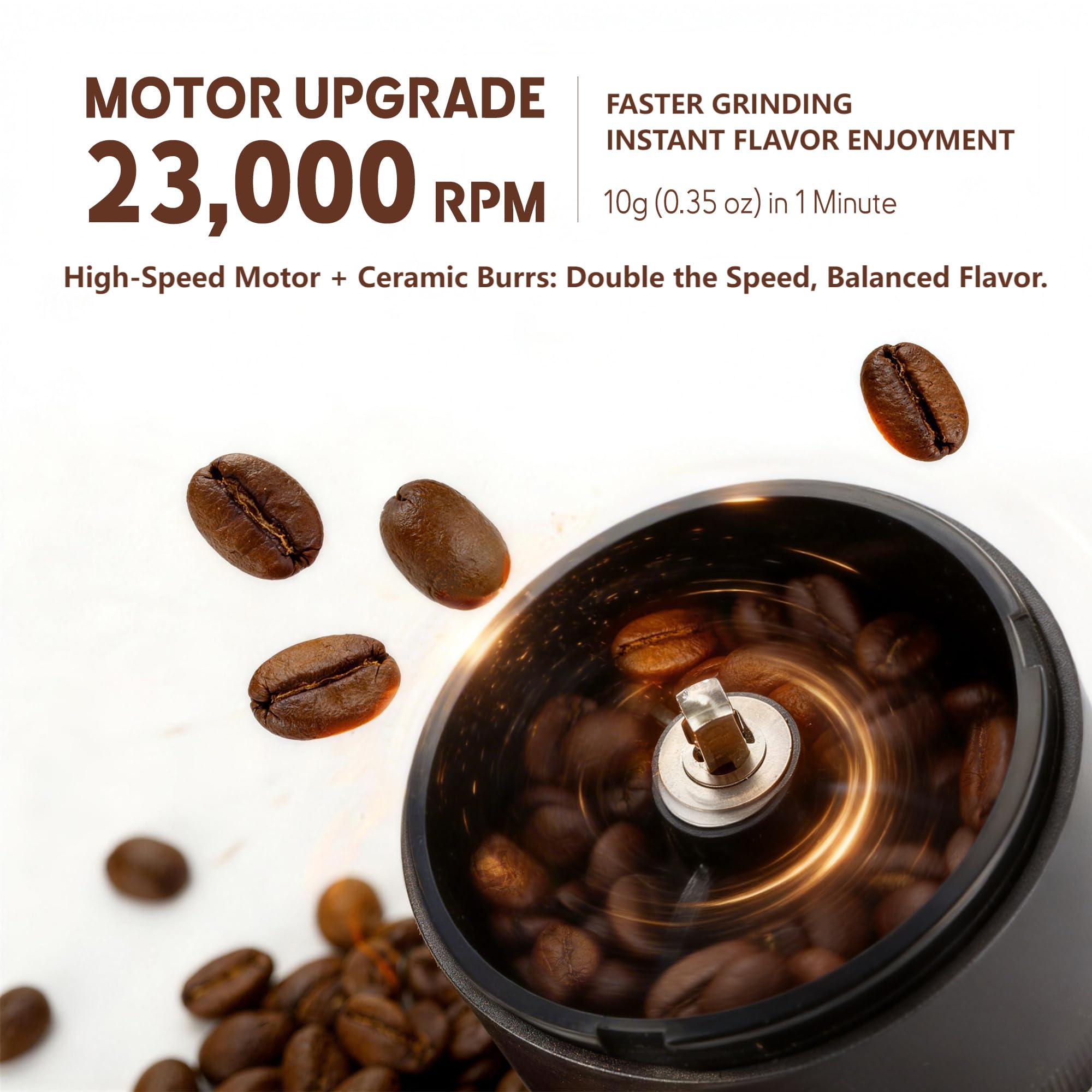 Sigbot Macina Caffè Ceramica - Macina Caffè Conico Ceramica 38 Impostazioni di Macinatura Batteria da 2000 mAh con Cavo di Ricarica Type-C Ideale per Viaggi Campeggio Ufficio e Casa