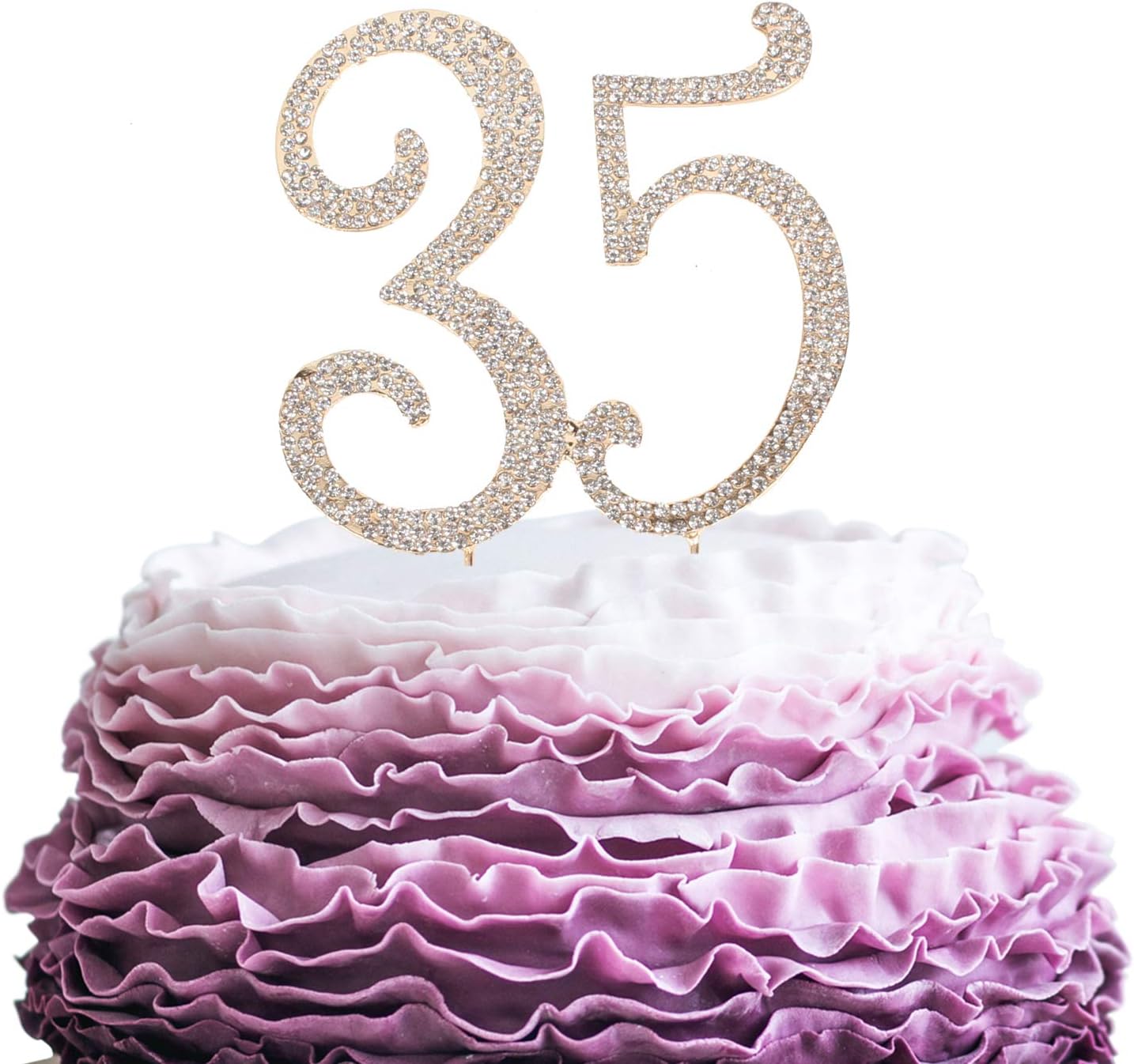 LINGPAR 35 Years Birthday Cake Topper - New Best Crystal Rhinestone 35th Wedding Anniversary Or 35 Years Old Cake Topper Party Decoration Gold