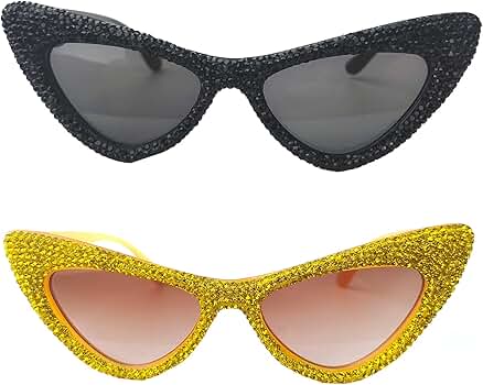 Amazon.com: willochra 2pcs Fashion Cat Eye Rhinestone