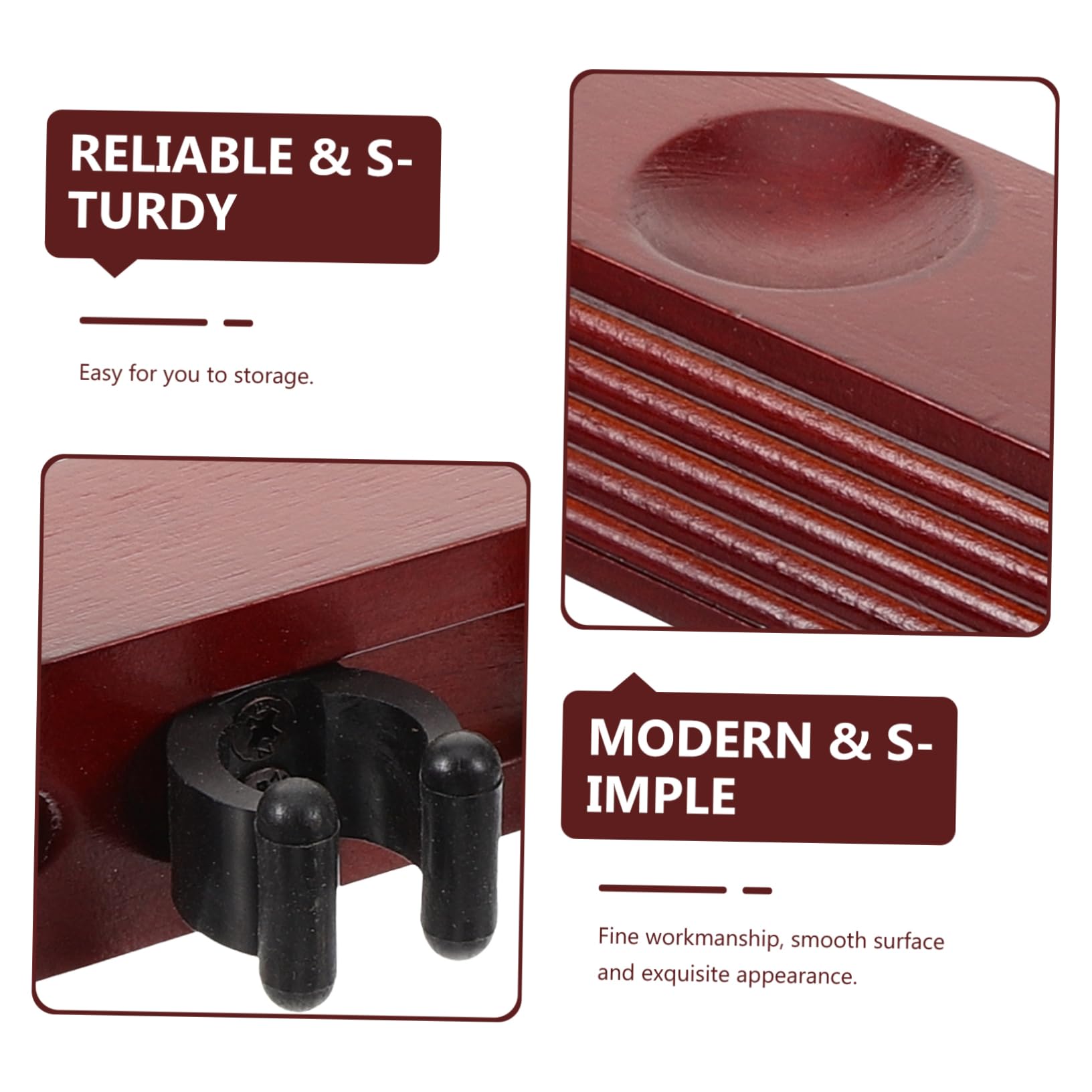 ibasenice 1Set Wooden Pool Stand Wall Mount Rack Sturdy Holder for Display Storage Durable Billiard Organizer for Decor