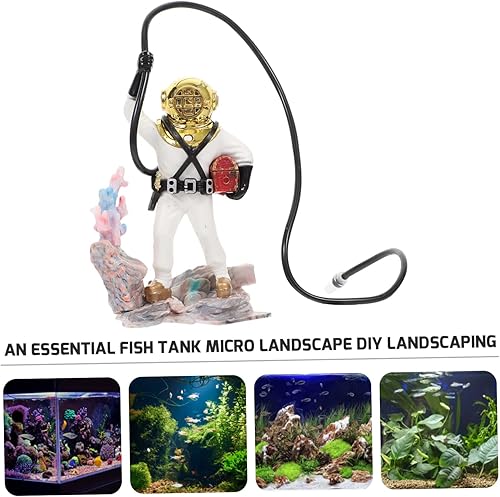 Miniatura 8 de Amosfun Decoración de acuario de buceador de pecera, decoración de acuario, decoración de pecera, mini escultura de acuario con adorno flotante para