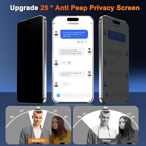 Miniatura 3 de SIBEITU Paquete de 2 protectores de pantalla de privacidad para iPhone 11 Pro Max, 6.5 pulgadas, 25, antiespía, eliminación de polvo automático,