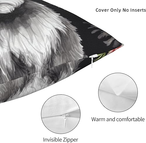 Miniatura 3 de Schnauzer Print Decorative Throw Pillows Covers Soft Square Pillow Case Plush Cushion Cover for Sofa Bedroom 26"x26"