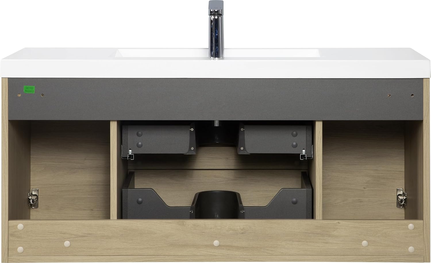 ​48" Spacious Floating Vanity Cabinet with Sink - Rustic Oak Wall-Mounted Storage, Integrated Resin Basin & Whisper-Close Drawers, Natural Wood Grain Finish for Master Suite​