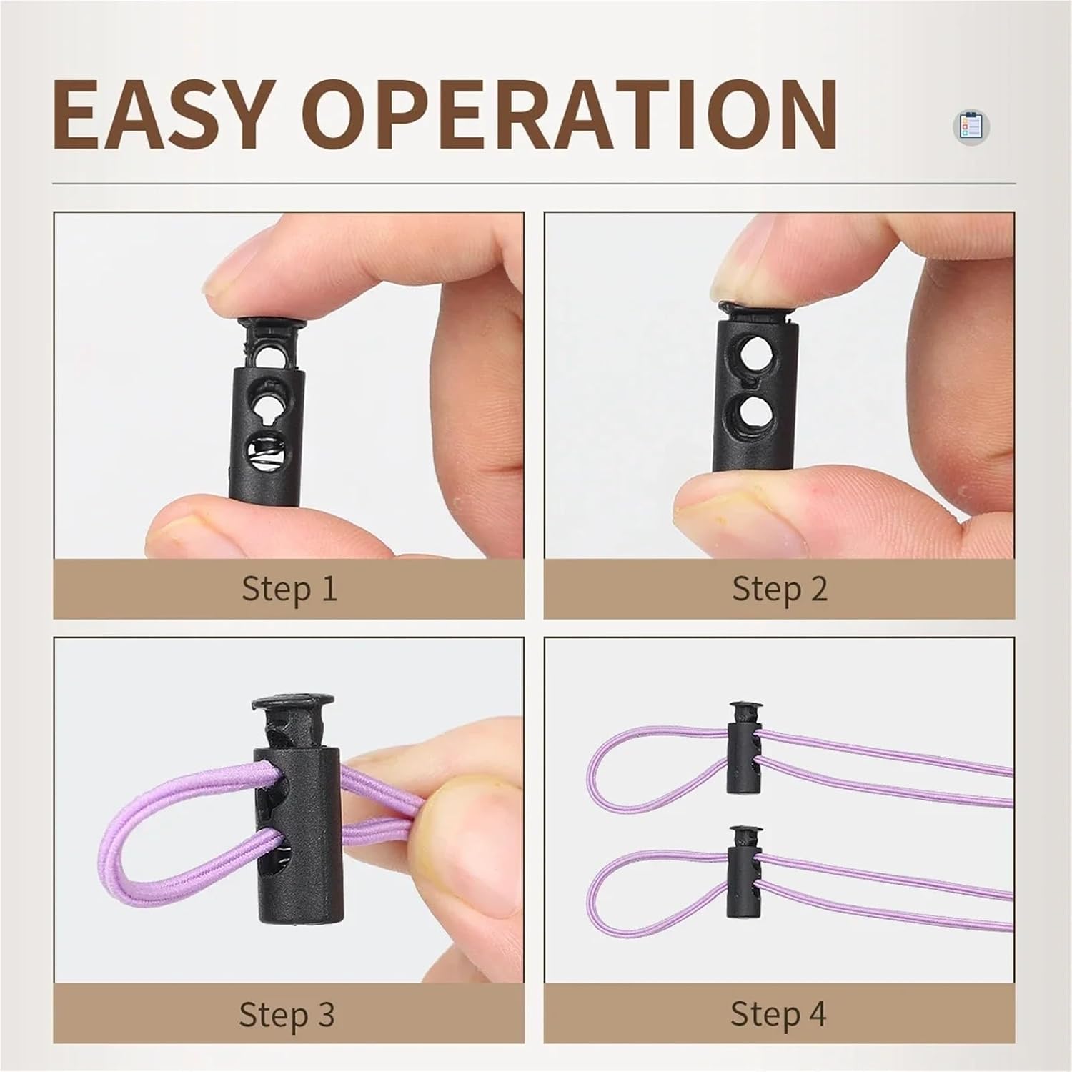 Cord Locks for Drawstrings 60Pcs Plastic Pig Nose Button Spring Fasteners Clothing Lanyard Toggles Rope Stoppers Cord Lock End DIY Locks(Black 3)