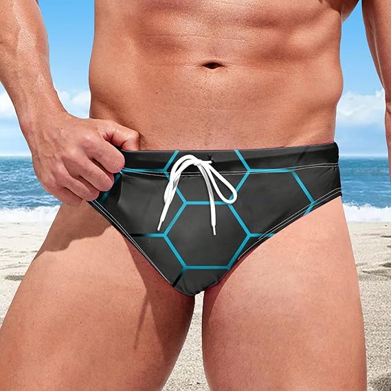 Badeslip Herren Kurz - Schnelltrocknende Schwimmhose Mit Tunnelzug