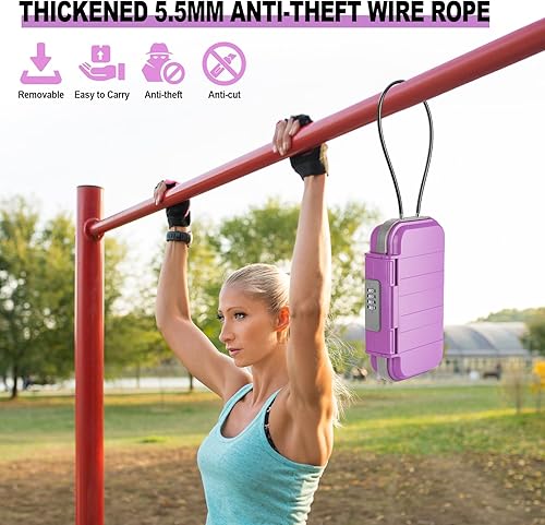 Miniatura 8 de HUANLANG Caja de seguridad portátil con cerradura de combinación, mini caja de seguridad para viajes en la playa, impermeable, pequeñas cajas con