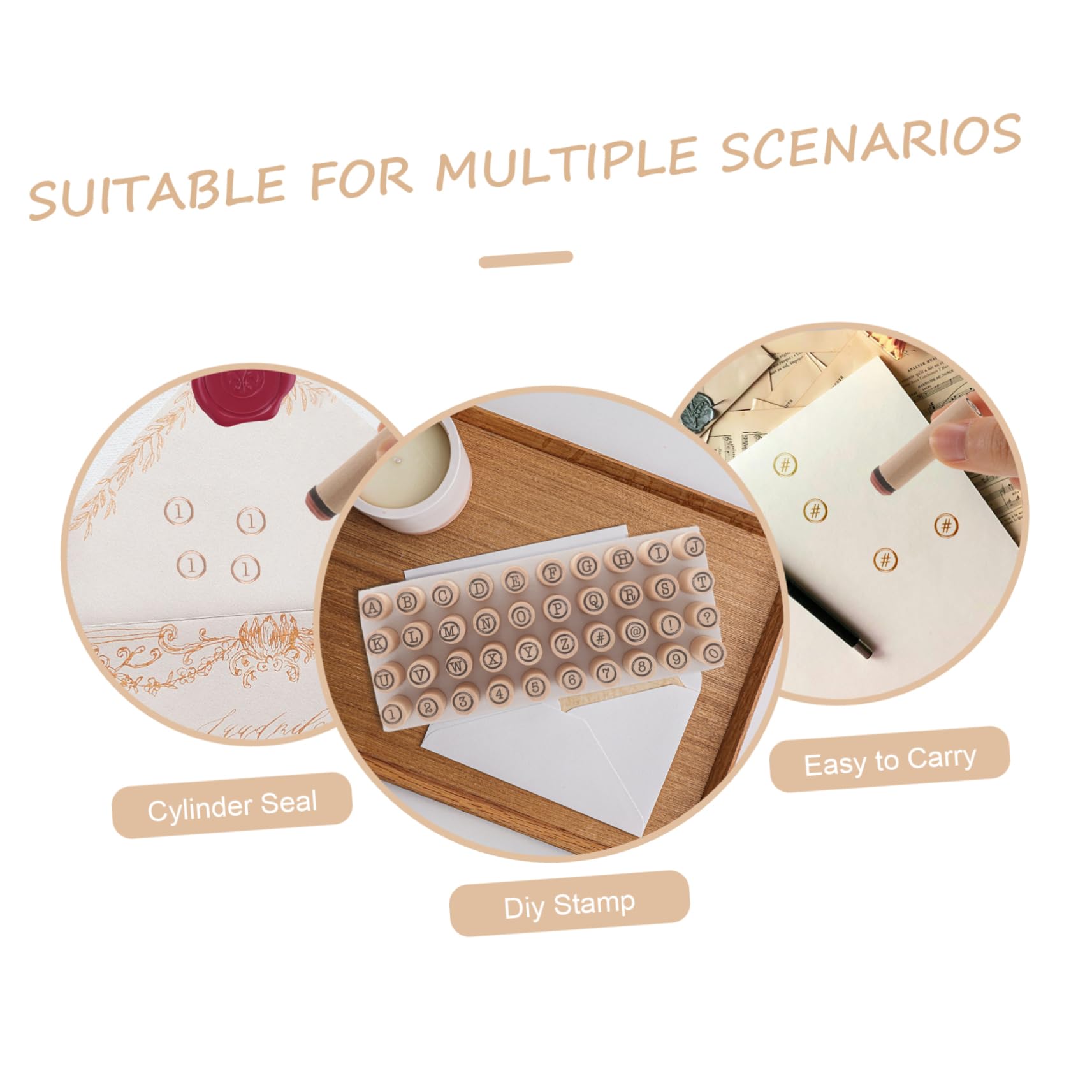 SEWACC 5 Sätze Briefzylindersiegel Handwerk Brief Stempel Scrapbook-briefmarken Diy-bastelstempel Interessanter Briefstempel Tagebuch-alphabet-briefmarken Planer Stempel Hölzern
