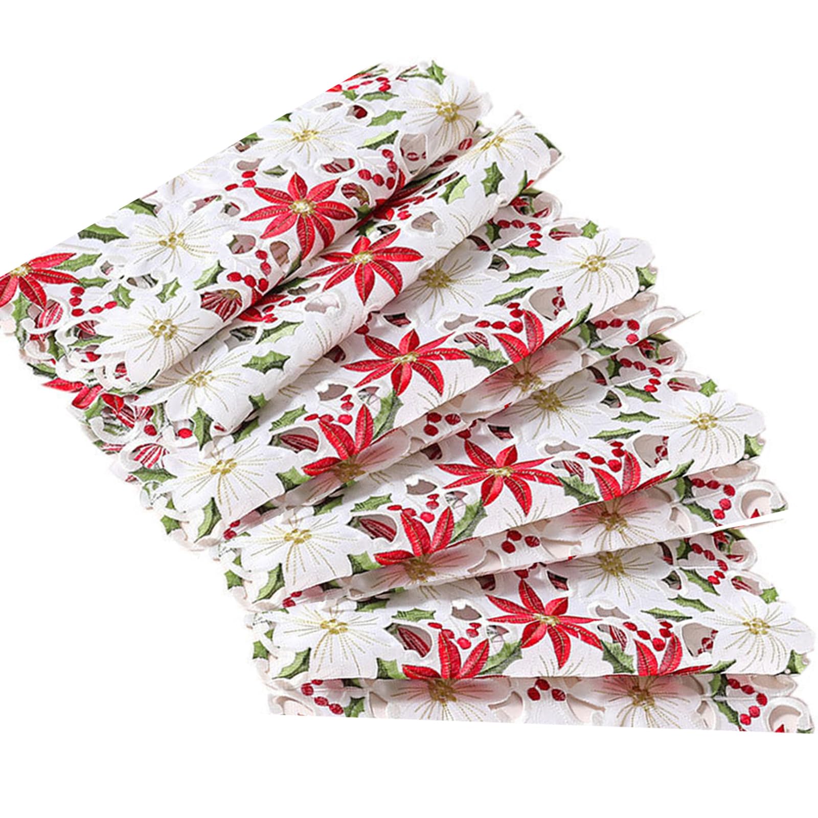 Tsophreniq Table Linen Table Runner with Embroidered Flower Thanksgiving Party Hollow Cover for Decor Runner Long Long Placemats