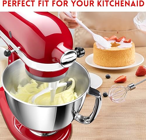 Miniatura 6 de GGC Tazón de acero inoxidable de 5 cuartos con asa, compatible con mezcladores Kitchenaid de 4.5 a 5 cuartos de galón, compañero de cocina multiusos