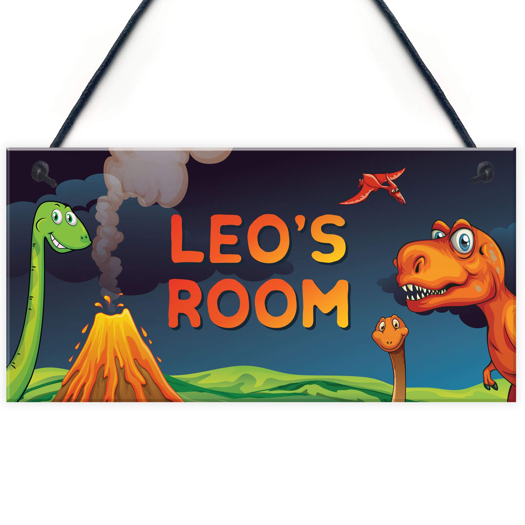 Red Ocean Personalised Boys Bedroom Decor Dinosaur Sign Birthday Gift For Brother Son Child